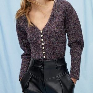 Aritzia Le Fou jive sweater with Pearl buttons